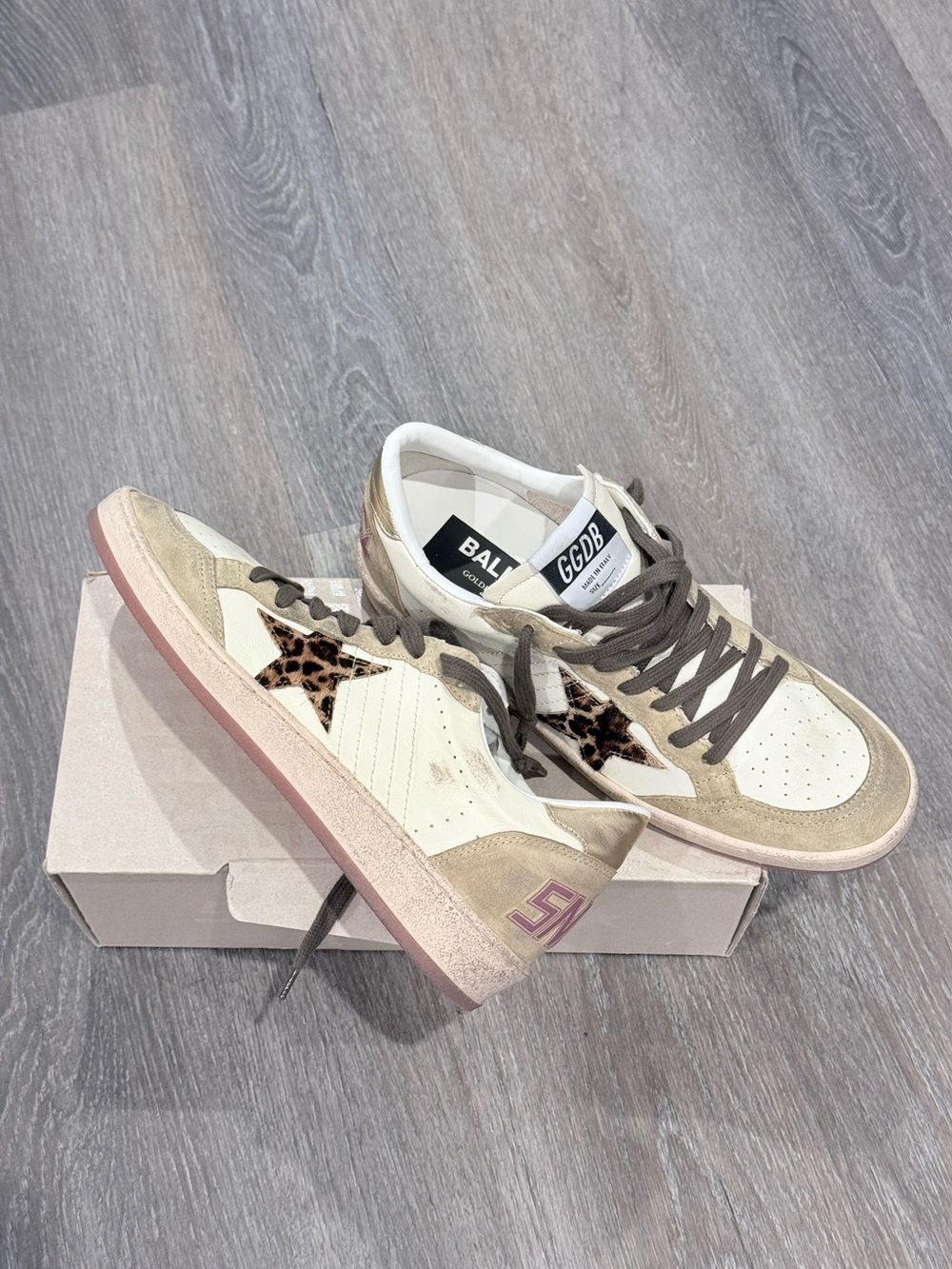 Golden Goose Women's Ball Star Napa, sued with pony skin star and metallic heel